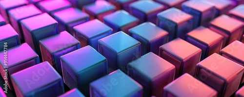 Abstract pattern of colorful cubes with vibrant gradients. photo