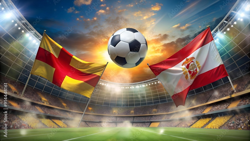 Naklejka premium Clash of the Titans: Spain vs England - A Footballing Showdown at the Euro 2024 Final Generative AI