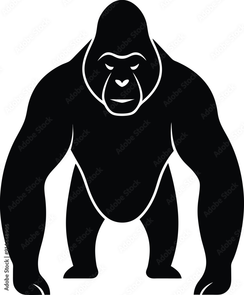 Obraz premium gorilla vector silhouette , gorilla illustration 