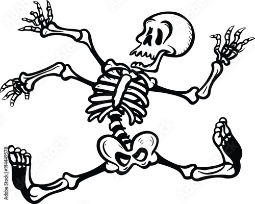 It is a hilarious black cartoon of a dancing vector illustration