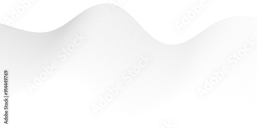 Abstract white blend digital wave lines and technology transparent background. Minimal carve wavy white and gray flowing wave lines and glowing moving lines. Futuristic sound wave lines background.