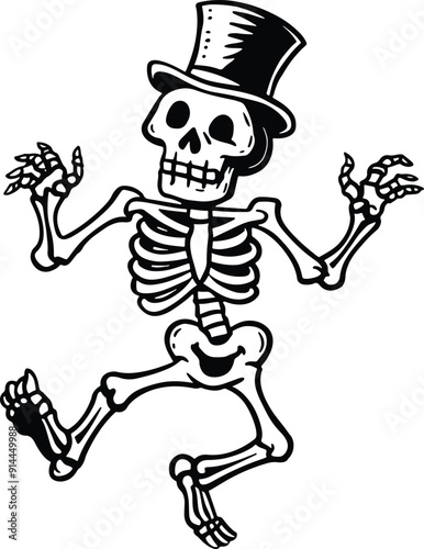 It is a hilarious black cartoon of a dancing vector illustration