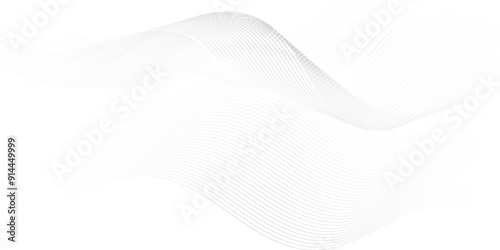 Glowing flow abstract white blend digital wave lines and technology transparent background. Minimal carve wavy white and gray flowing wave lines and glowing moving lines. Futuristic sound wave line.