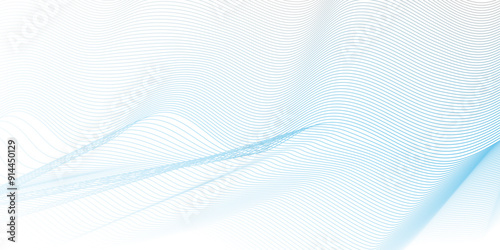 Abstract blue blend digital wave lines and technology transparent background. Minimal carve wavy white and blue flowing wave lines and glowing moving lines. Futuristic sound wave lines background.