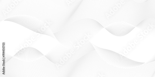 Abstract white blend digital wave lines and technology transparent background. Minimal carve wavy white and gray flowing wave lines and glowing moving lines. Futuristic sound wave lines background.