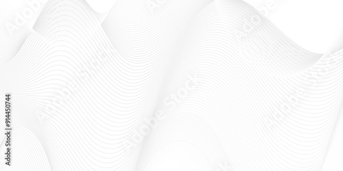 Abstract white blend digital wave line technology creative concept background. Minimal carve wavy white and gray flowing wave lines and glowing moving lines. Futuristic sound wave lines background.