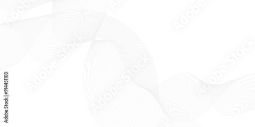 Abstract white blend digital wave lines and technology transparent background. Minimal carve wavy white and gray flowing wave lines and glowing moving lines. Futuristic sound wave lines background.