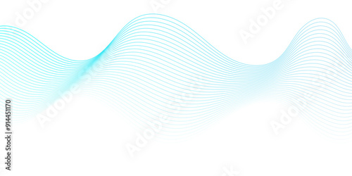 Abstract blue blend digital wave lines and technology transparent background. Minimal carve wavy white and blue flowing wave lines and glowing moving lines. Futuristic sound wave lines background.