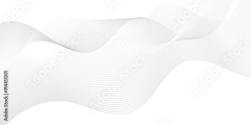 	
Abstract white blend digital wave lines and technology transparent background. Minimal carve wavy white and gray flowing wave lines and glowing moving lines. Futuristic sound wave lines background.
