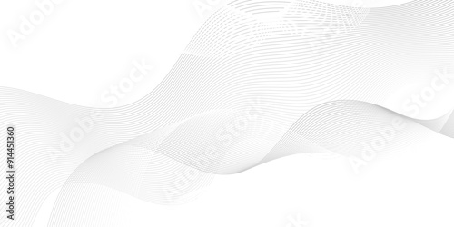 Abstract white blend digital wave lines and technology transparent background. Minimal carve wavy white and gray flowing wave lines and glowing moving lines. Futuristic sound wave lines background.