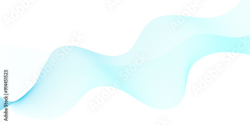 Abstract blue blend digital wave lines and technology transparent background. Minimal carve wavy white and blue flowing wave lines and glowing moving lines. Futuristic sound wave lines background.