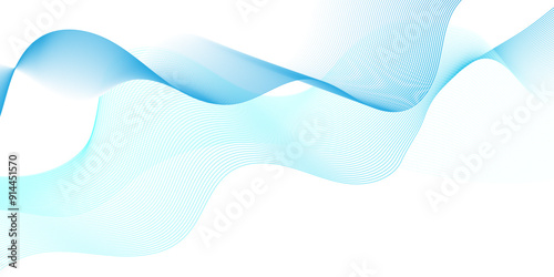 Abstract blue blend digital wave lines and technology transparent background. Minimal carve wavy white and blue flowing wave lines and glowing moving lines. Futuristic sound wave lines background.