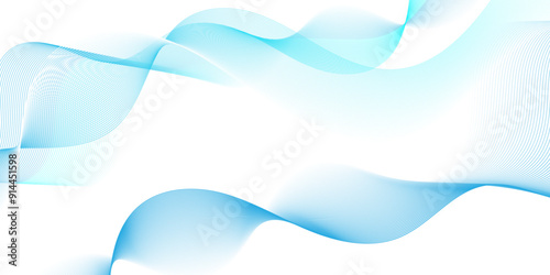 Abstract blue blend digital wave lines and technology transparent background. Minimal carve wavy white and blue flowing wave lines and glowing moving lines. Futuristic sound wave lines background.