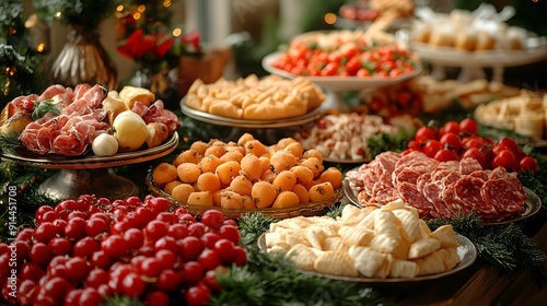 Joyful French Gourmet Festival with animated s enjoying gourmet foods culinary delights and festive decorations photo