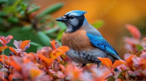 Clever Eurasian Jay Garrulus glandarius foraging food suburban garden demonstrating intelligence adaptability urban environments Keywords Eurasian Jay foraging intelligence urban wildlife adaptation photo