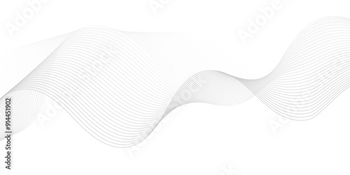 Abstract white blend digital wave lines and technology transparent background. Minimal carve wavy white and gray flowing wave lines and glowing moving lines. Futuristic sound wave lines background.