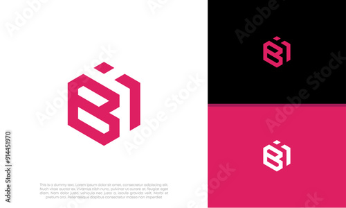 Initials BI logo design. Initial Letter Logo. Innovative high tech logo template.	