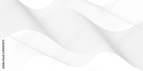 	
Abstract white blend digital wave lines and technology transparent background. Minimal carve wavy white and gray flowing wave lines and glowing moving lines. Futuristic sound wave lines background.
