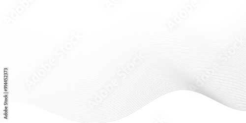Abstract white blend digital wave lines and technology transparent background. Minimal carve wavy white and gray flowing wave lines and glowing moving lines. Futuristic sound wave lines background.