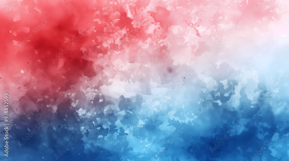 Fototapeta premium Red, White, and Blue Watercolor Gradient Background, Artistic Abstract Design