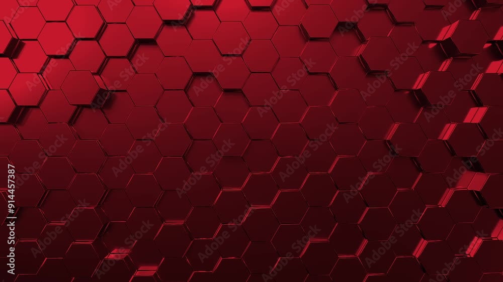 Red hexagon abstract animation background