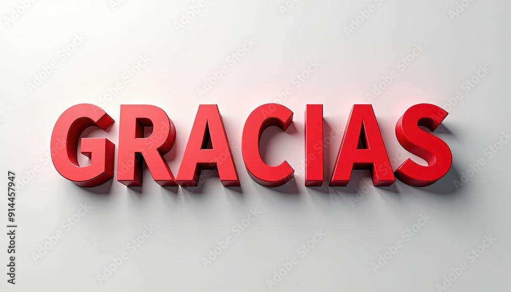3D red 'Gracias' text on a gray background. 3D red 'Gracias' text on a gray background.