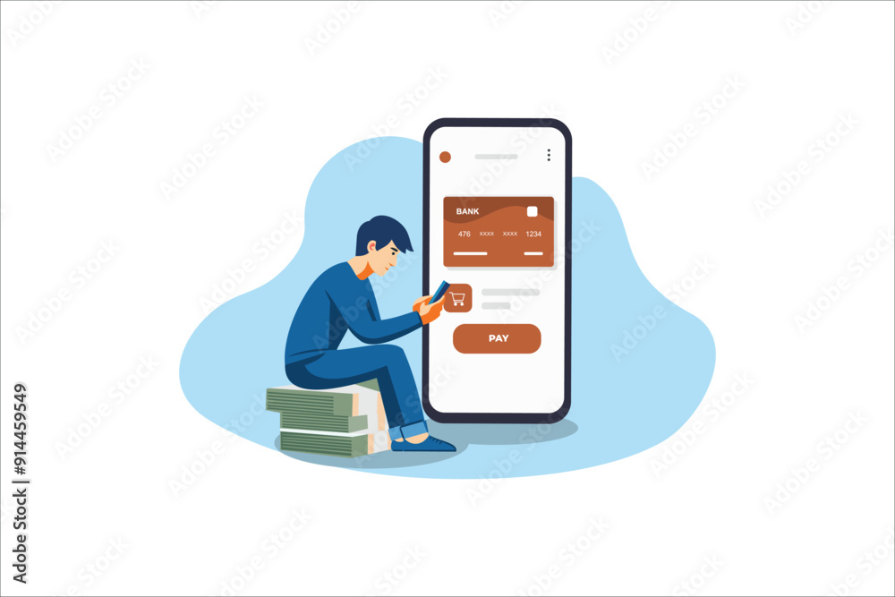 Online shopping. paid for mobile banking, Online order flat vector illustration. internet store Online shopping. paid for mobile banking, Online order flat vector illustration. internet store