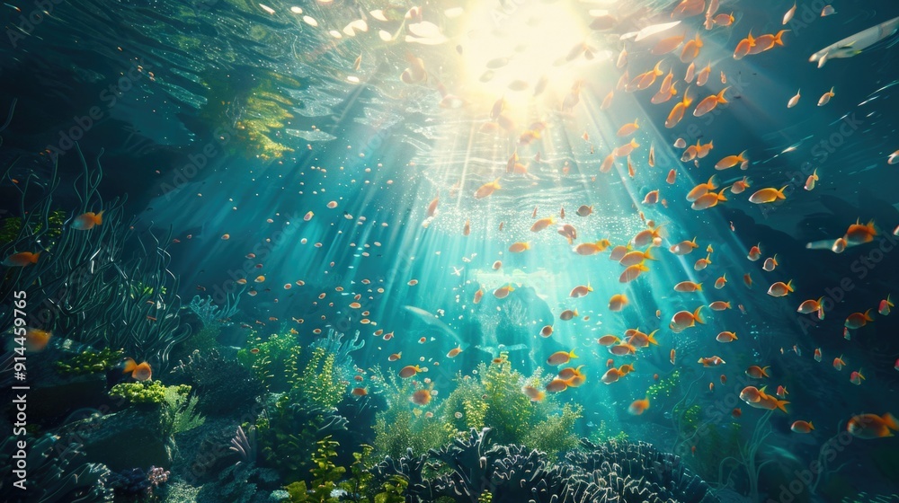 Obraz premium Bright Underwater Scene, Perfect Cinematic Shot with Good Vibes