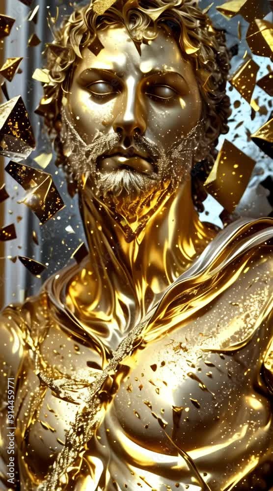 shattered divine luxury golden porcelain statue of a Greek god made of marble, glitter, slow motion, shattered stone, powder explosion, devastating, muscles, Greek mythology, Bodybuilding, motivation shattered divine luxury golden porcelain statue of a Greek god made of marble, glitter, slow motion, shattered stone, powder explosion, devastating, muscles, Greek mythology, Bodybuilding, motivation