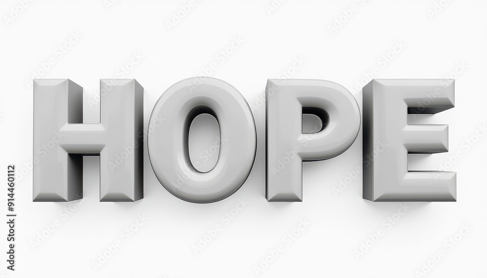 HOPE word 3D render text typography design background. Faith, believe, motivation concept lettering web banner illustration HOPE word 3D render text typography design background. Faith, believe, motivation concept lettering web banner illustration