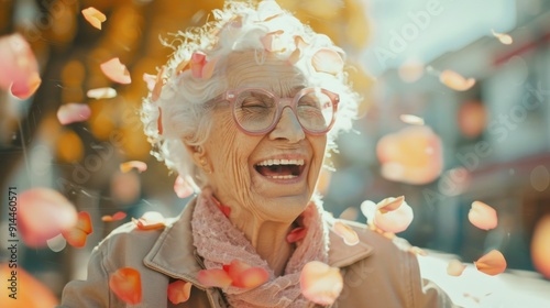 Excited Happy Old Woman Portrait