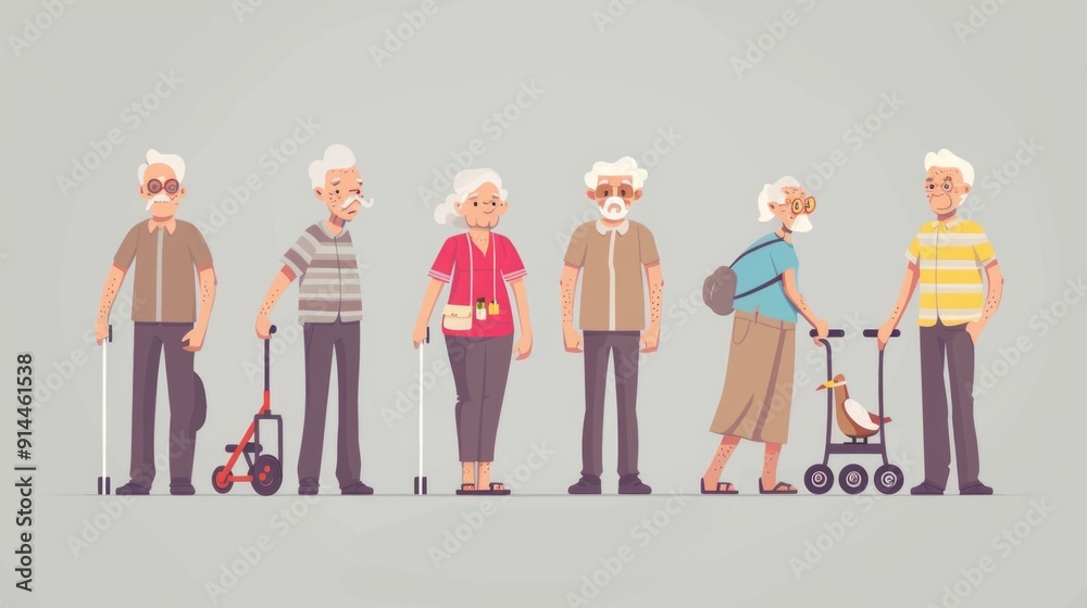 group of old people having extreme activity scene showing the diversity and aging well senior characters group of old people having extreme activity scene showing the diversity and aging well senior characters
