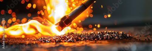 Blowtorch Flame Melting Metal for Jewelry Crafting photo