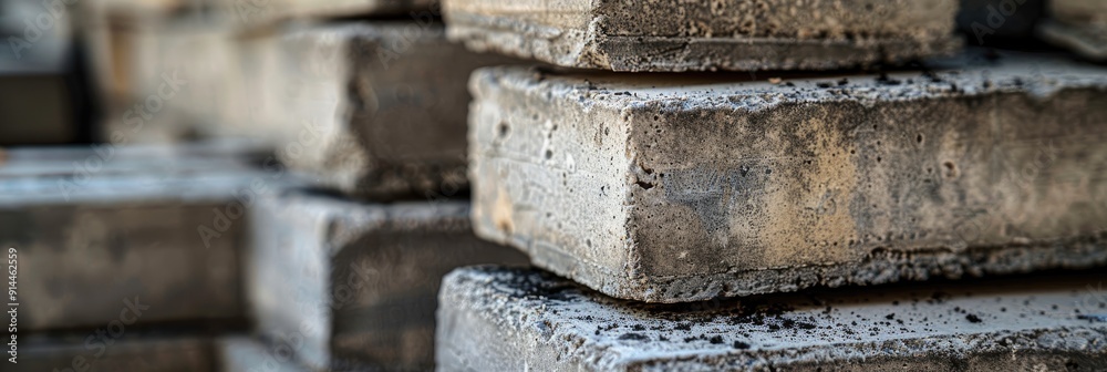 Concrete Stacked Building Blocks Construction Material for Sustainable Housing and Real Estate Projects Close Up Shot Concrete Stacked Building Blocks Construction Material for Sustainable Housing and Real Estate Projects Close Up Shot