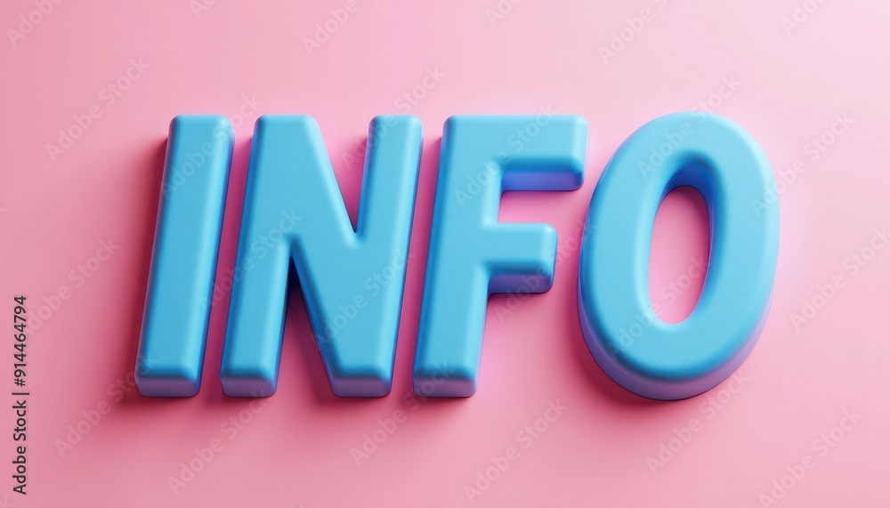 Blue 3D 'INFO' text on a pastel pink background. Blue 3D 'INFO' text on a pastel pink background.