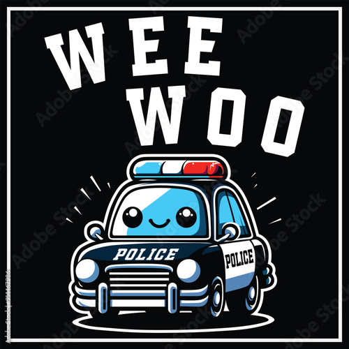 Wee Woo Police Car Funny Police Paramedic Vector T-Shirt Design, Thim Blue Line Heart,4th of july Files, Police birthday Design