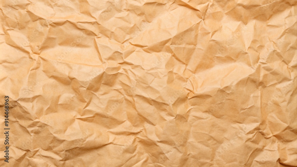 Textured background of crumpled brown paper, featuring creases that highlight its recycled quality and natural appearance Textured background of crumpled brown paper, featuring creases that highlight its recycled quality and natural appearance