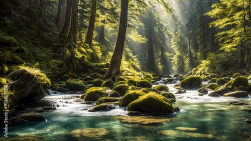 Nature's Symphony Sunlight Dancing on a Stream photo