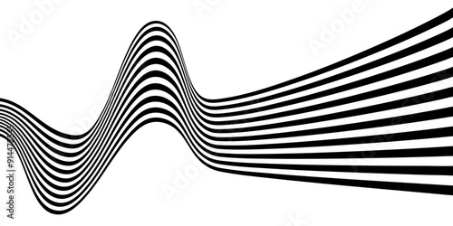 black and white wavy stripes banner