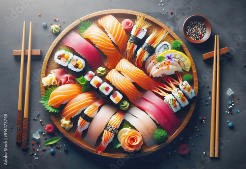 A Harmonious Presentation of Rolls on a Beautiful Round Wooden Canvas