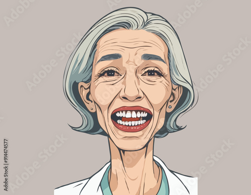 Anorexia senior woman with decayed teeth