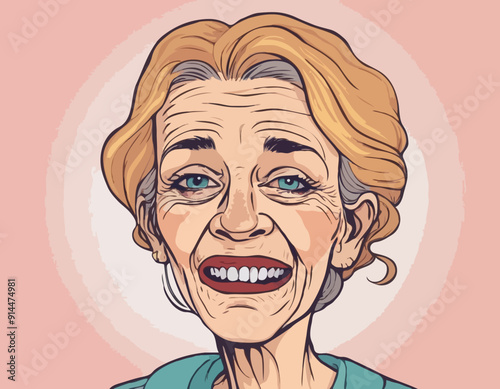 Anorexia senior woman with decayed teeth