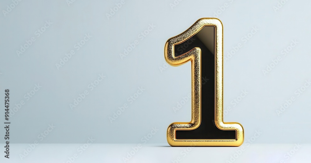 Elegant number one with a golden outline, symbolizing the highest achievement