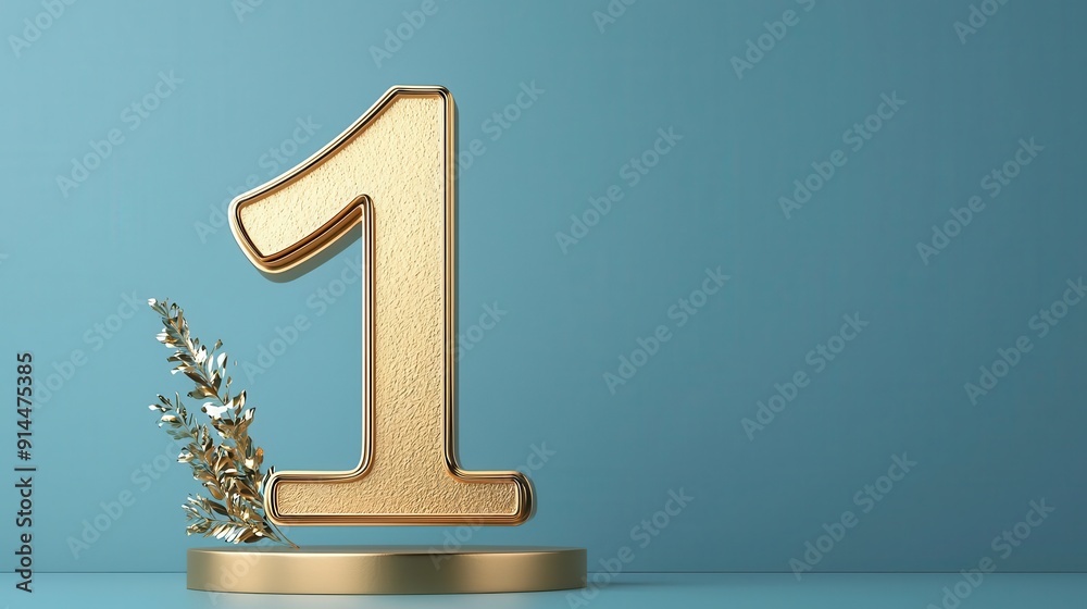 Elegant number one with a golden outline, symbolizing the highest achievement Elegant number one with a golden outline, symbolizing the highest achievement