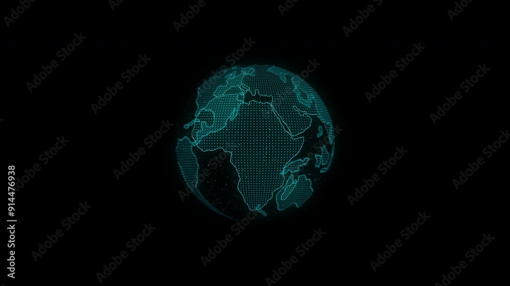 Digital earth rotating, Business scientific global network, animation digital grid data communication. 3d world animate social future technology background Concept.