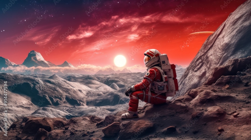 Astronaut Contemplating the Red Planet Astronaut Contemplating the Red Planet