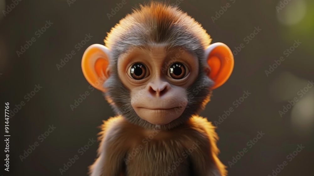 Cute Adorable 3D style Rendered Cartoon Monkey Cute Adorable 3D style Rendered Cartoon Monkey