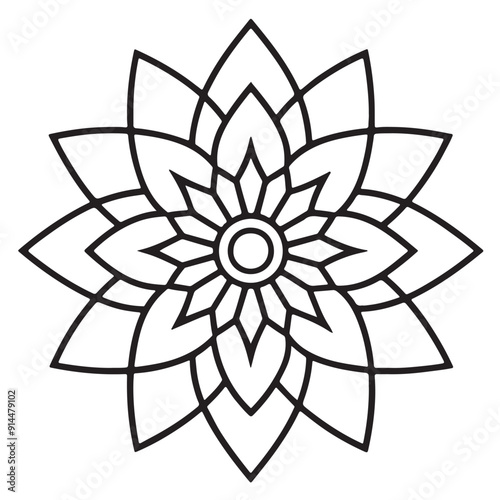 Blossom Mandala Shape. Circular pattern in form of mandala, tattoo, decoration. Decorative ornament in ethnic oriental style.