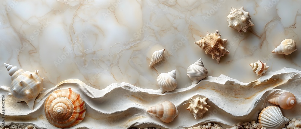 Decorative Panel Made Of Stone And Seashells. Illustration On The Theme Of Decor And Ornament. Generative AI Decorative Panel Made Of Stone And Seashells. Illustration On The Theme Of Decor And Ornament. Generative AI