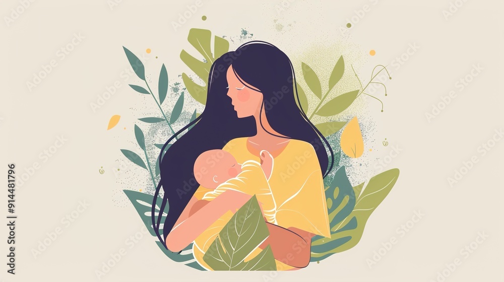 World Breastfeeding Week Vector Illustration of Feeding of Babies with Milk from a Womans Breast in Flat Cartoon Hand Drawn Templates World Breastfeeding Week Vector Illustration of Feeding of Babies with Milk from a Womans Breast in Flat Cartoon Hand Drawn Templates